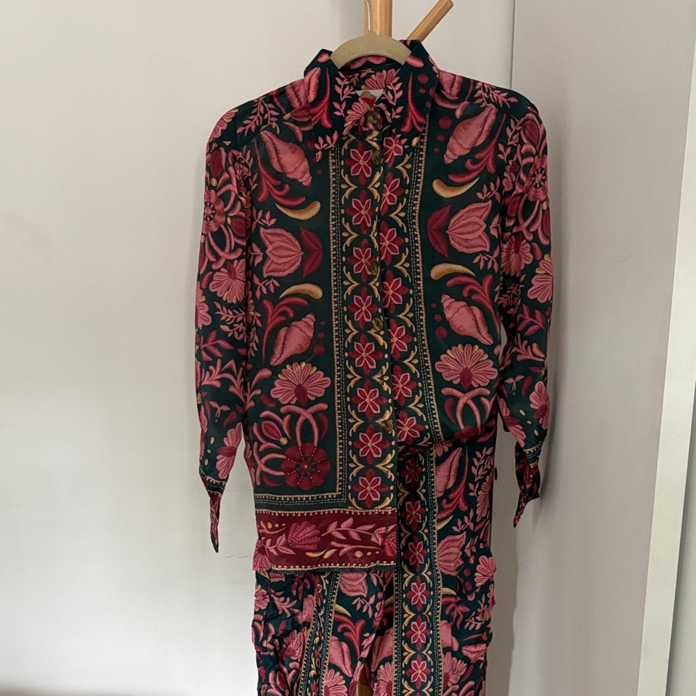 FARM Rio Floral Pink and Black Pantsuit